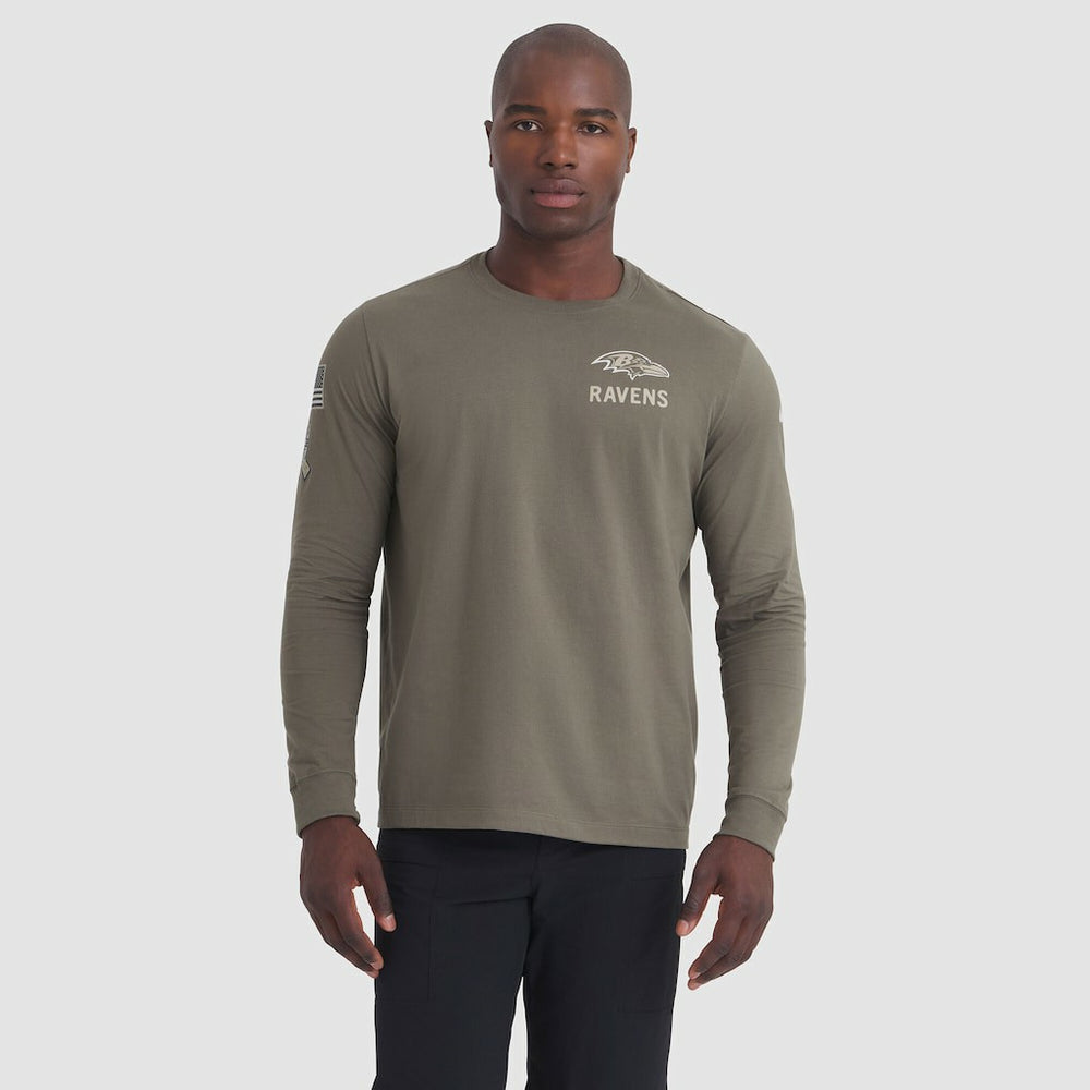 Baltimore Ravens 2025 Salute to Service Sideline Long Sleeve T-Shirt Olive