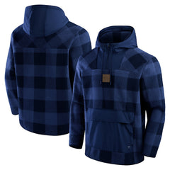 Denver Broncos Elements Plaid Polar Fleece Quarter-Zip Hoodie Navy