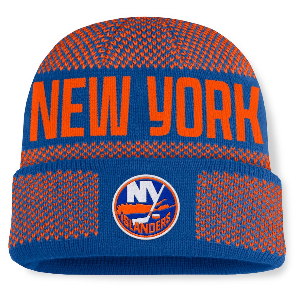NHL New York Islanders Fanatics Fundamentals Shelter Cuffed Knit Hat - Royal/Orange