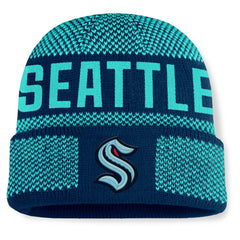 NHL Seattle Kraken Fanatics Fundamentals Shelter Cuffed Knit Hat - Deep Sea Blue/Light Blue