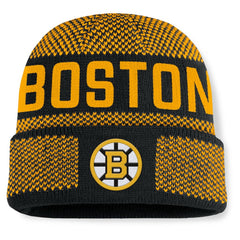 NHL Boston Bruins Fanatics Fundamentals Shelter Cuffed Knit Hat - Black/Gold
