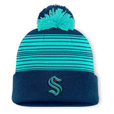 NHL Seattle Kraken Fanatics Fundamental Spirit Cuffed Pom Knit Hat - Deep Sea Blue