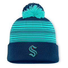 NHL Seattle Kraken Fanatics Fundamental Spirit Cuffed Pom Knit Hat - Deep Sea Blue