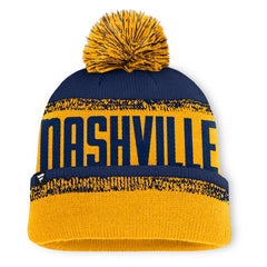 NHL Nashville Predators Fanatics Fundamentals Thrive Cuffed Knit Hat with Pom - Gold/Navy