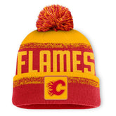 NHL Calgary Flames Fanatics Fundamentals Thrive Cuffed Knit Hat with Pom - Red/Gold