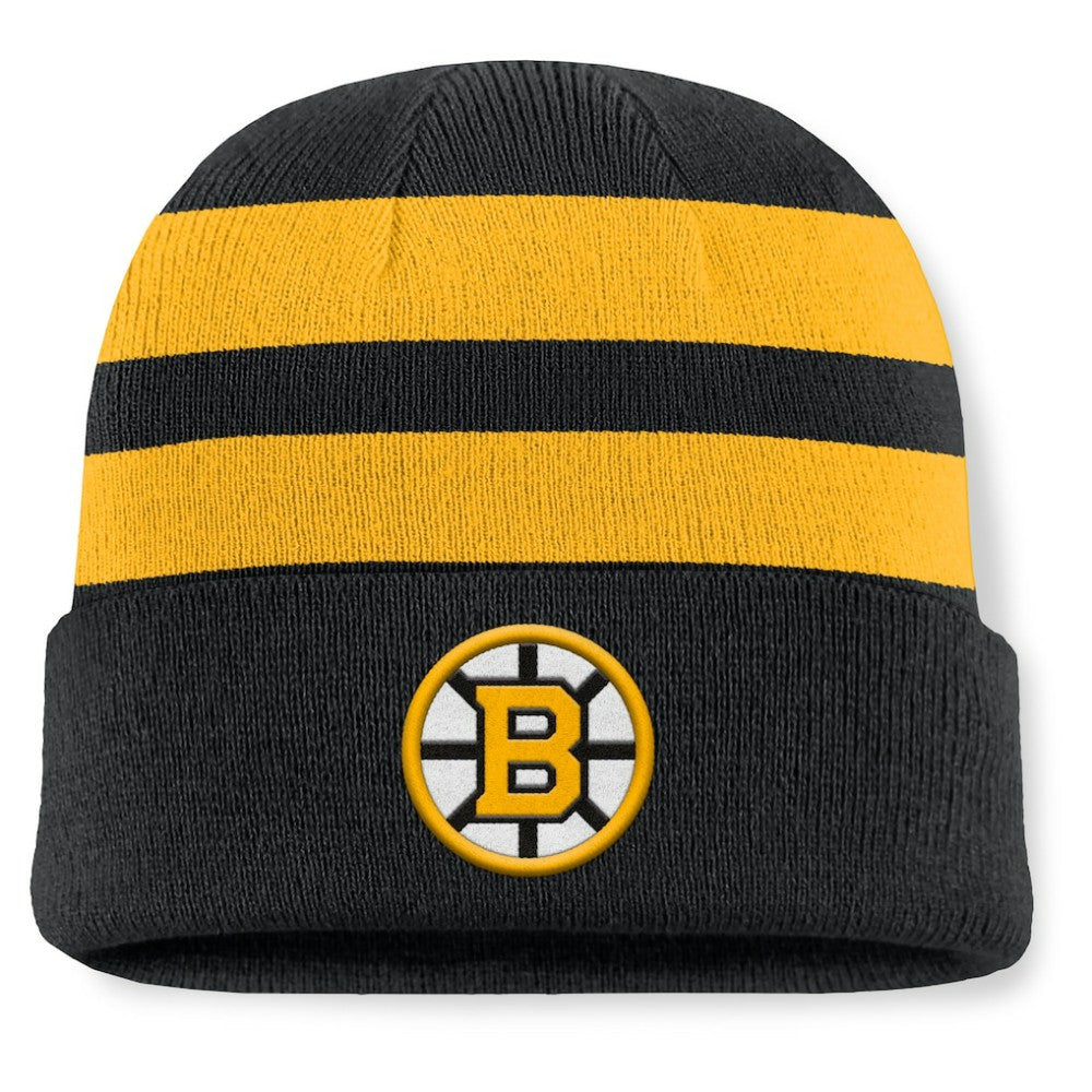 NHL Boston Bruins Fanatics Fundamental Swipe Stripe Cuffed Knit Hat - Black/Gold