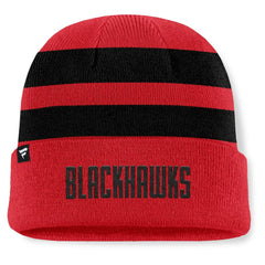 NHL Chicago Blackhawks Fanatics Fundamental Swipe Stripe Cuffed Knit Hat - Red/Black
