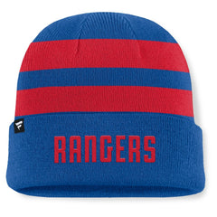 NHL New York Rangers Fanatics Fundamental Swipe Stripe Cuffed Knit Hat - Blue/Red