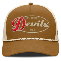 NHL New Jersey Devils Fanatics Heritage Fetch A-Frame Trucker Adjustable Hat - Brown/Cream