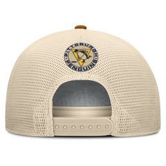 NHL Pittsburgh Penguins Fanatics Heritage Fetch A-Frame Trucker Adjustable Hat - Brown/Cream