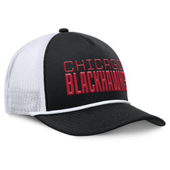 NHL Chicago Blackhawks Fanatics Heritage Dutch A-Frame Trucker Adjustable Hat - Black/White