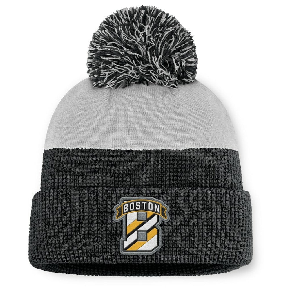 NHL Boston Bruins Fanatics Authentic Pro Home Ice Cuffed Knit Hat with Pom - Black/Gray