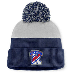 NHL New York Rangers Fanatics Authentic Pro Home Ice Cuffed Knit Hat with Pom - Navy/Gray