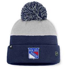NHL New York Rangers Fanatics Authentic Pro Home Ice Cuffed Knit Hat with Pom - Navy/Gray