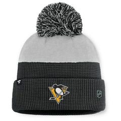 NHL Pittsburgh Penguins Fanatics Authentic Pro Home Ice Cuffed Knit Hat with Pom - Black/Gray