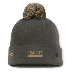 NHL Pittsburgh Penguins Fanatics Authentic Pro Military Appreciation Cuffed Knit Hat with Pom - Charcoal