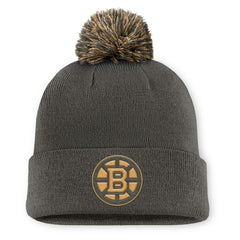 NHL Boston Bruins Fanatics Authentic Pro Military Appreciation Cuffed Knit Hat with Pom - Charcoal