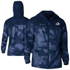 NHL Colorado Avalanche Columbia Camo Flash Challenger Omni-Shade Full-Zip Hoodie Windbreaker - Navy