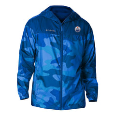 NHL Edmonton Oilers Columbia Camo Flash Challenger Omni-Shade Full-Zip Hoodie Windbreaker - Royal