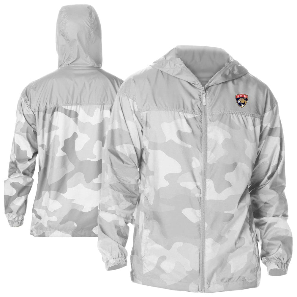 NHL Florida Panthers Columbia Camo Flash Challenger Omni-Shade Full-Zip Hoodie Windbreaker - White