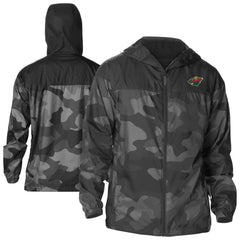 NHL Minnesota Wild Columbia Camo Flash Challenger Omni-Shade Full-Zip Hoodie Windbreaker - Black