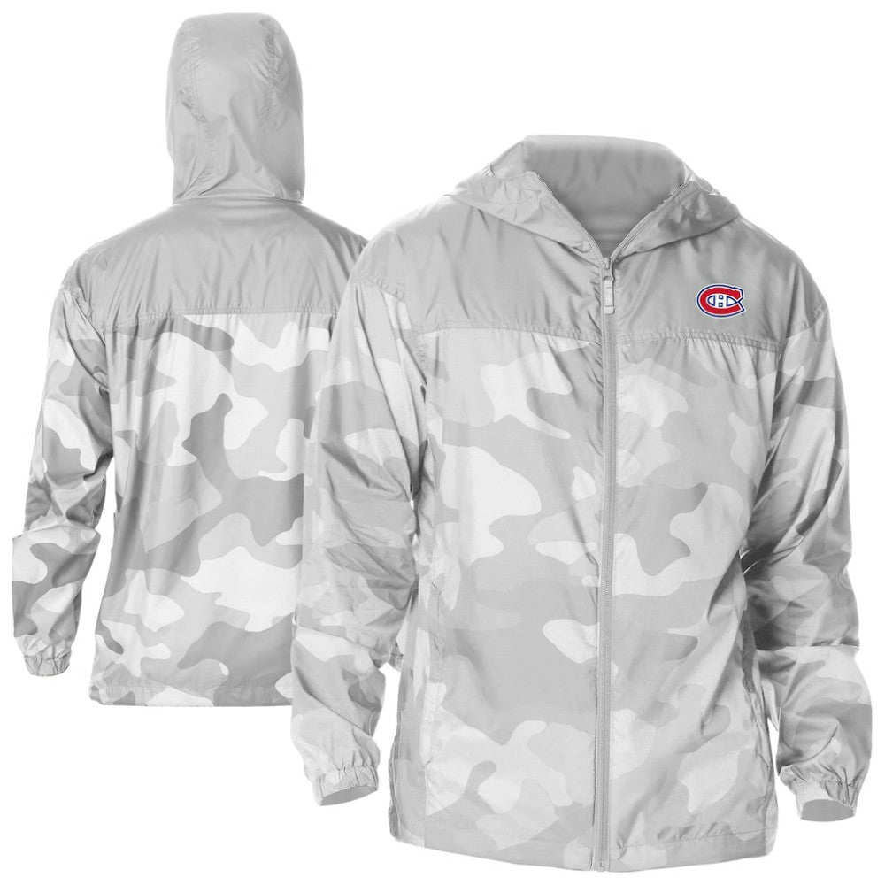 NHL Montreal Canadiens Columbia Camo Flash Challenger Omni-Shade Full-Zip Hoodie Windbreaker - Gray