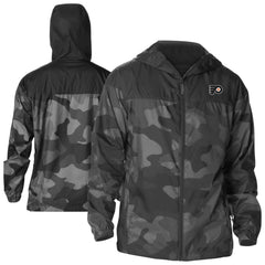 NHL Philadelphia Flyers Columbia Camo Flash Challenger Omni-Shade Full-Zip Hoodie Windbreaker - Black