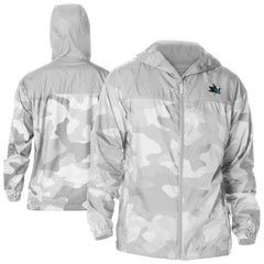 NHL San Jose Sharks Columbia Camo Flash Challenger Omni-Shade Full-Zip Hoodie Windbreaker - Gray