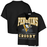 NHL Sidney Crosby Pittsburgh Penguins '47 Women's Elation Name & Number Oversized Notch Neck T-Shirt - Black