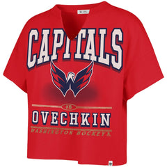 NHL Alexander Ovechkin Washington Capitals '47 Women's Elation Name & Number Oversized Notch Neck T-Shirt - Red