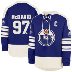 NHL Connor McDavid Edmonton Oilers '47 Player Name & Number Sweep Check Eternal Lacer Sweatshirt - Royal