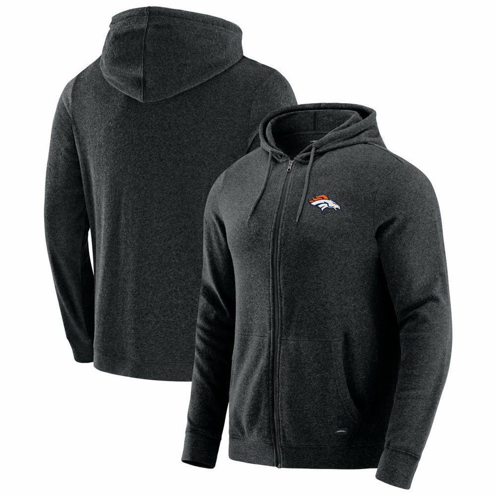 Denver Broncos J. Palmer Players Lounge Tri-Blend Full-Zip Hoodie Dark Heather Gray
