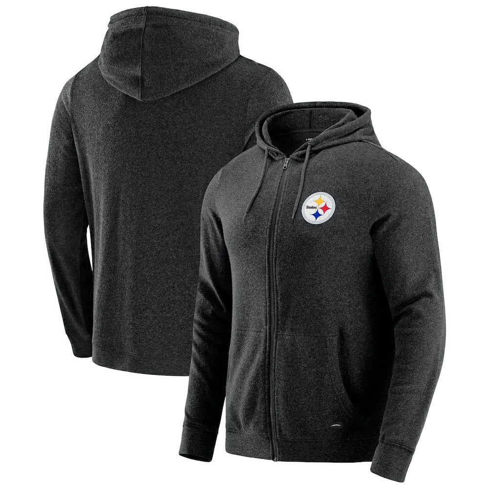 Pittsburgh Steelers J. Palmer Players Lounge Tri-Blend Full-Zip Hoodie Dark Heather Gray