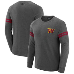 Washington Commanders J. Palmer Players Lounge Raglan Tri-Blend Sweatshirt Dark Heather Gray