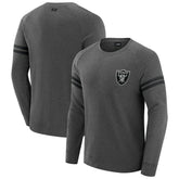 Las Vegas Raiders J. Palmer Players Lounge Raglan Tri-Blend Sweatshirt Dark Heather Gray