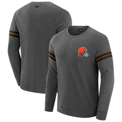 Cleveland Browns J. Palmer Players Lounge Raglan Tri-Blend Sweatshirt Dark Heather Gray