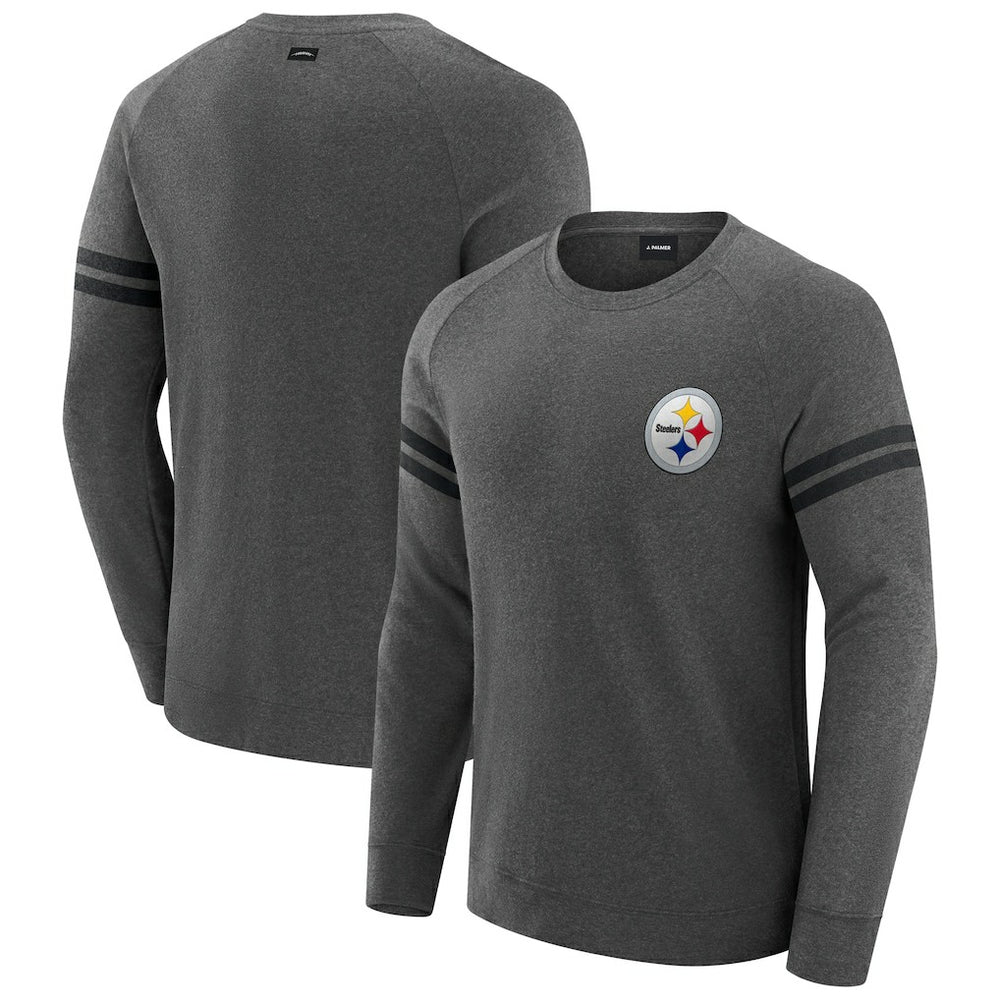 Pittsburgh Steelers J. Palmer Players Lounge Raglan Tri-Blend Sweatshirt Dark Heather Gray