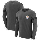 Pittsburgh Steelers J. Palmer Players Lounge Raglan Tri-Blend Sweatshirt Dark Heather Gray