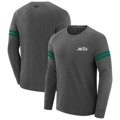 New York Jets J. Palmer Players Lounge Raglan Tri-Blend Sweatshirt Dark Heather Gray