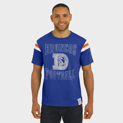 Denver Broncos Darius Rucker Collection Distressed Throwback Shoulder Stripe T-Shirt Royal