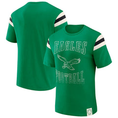 Philadelphia Eagles Darius Rucker Collection Distressed Throwback Shoulder Stripe T-Shirt Kelly Green