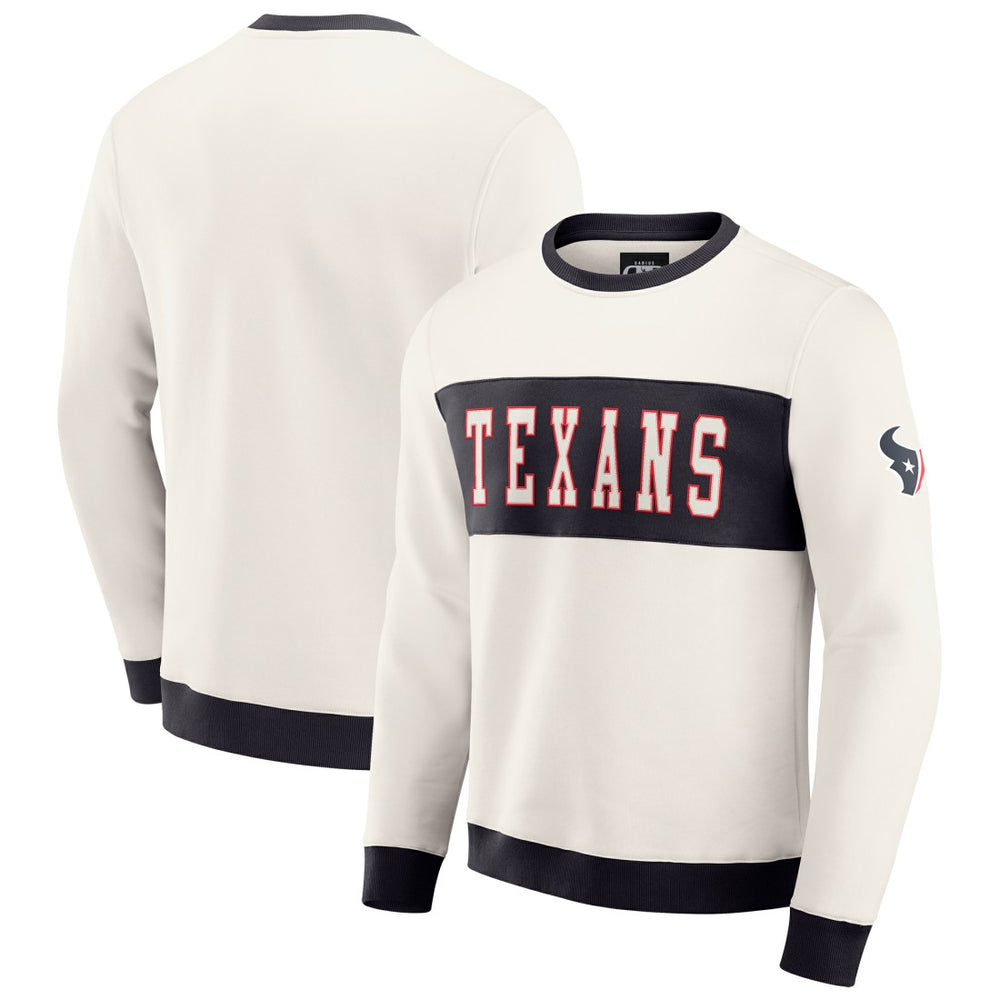 Houston Texans Darius Rucker Collection Colorblock Pullover Sweatshirt Cream