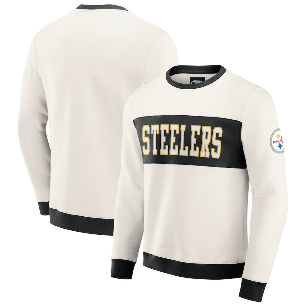 Pittsburgh Steelers Darius Rucker Collection Colorblock Pullover Sweatshirt Cream