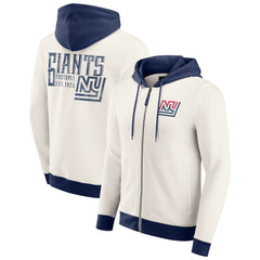 New York Giants Darius Rucker Collection Distressed Graphics Full-Zip Hoodie Cream