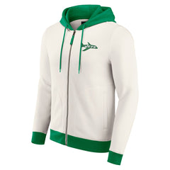 New York Jets Darius Rucker Collection Distressed Graphics Full-Zip Hoodie Cream