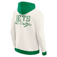 New York Jets Darius Rucker Collection Distressed Graphics Full-Zip Hoodie Cream