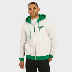 New York Jets Darius Rucker Collection Distressed Graphics Full-Zip Hoodie Cream
