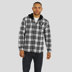 Las Vegas Raiders NFL x Darius Rucker Collection Plaid Flannel Quilted Full-Snap Hooded Shacket Black