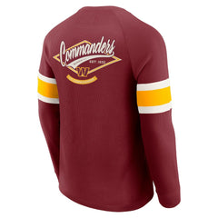 Washington Commanders Darius Rucker Collection Waffle-Knit Raglan Long Sleeve Henley T-Shirt Burgundy