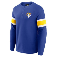 Los Angeles Rams Darius Rucker Collection Waffle-Knit Raglan Long Sleeve Henley T-Shirt Royal